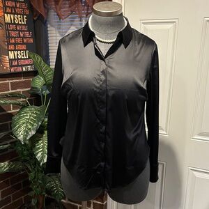Lane Bryant Black Satin Shirt